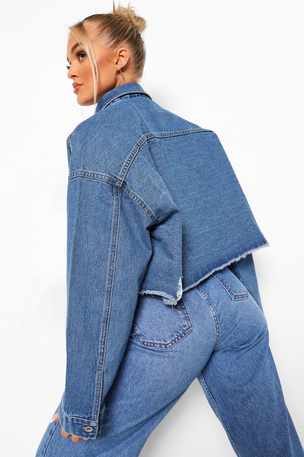 Topshop hacked off hot sale denim jacket